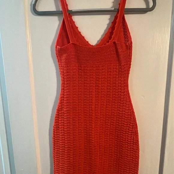 Winfred Red Crochet Midi Dress • Side Slit • Size XS/Small - Picture 8 of 9